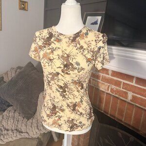 L'Agence Ressi Jungle Print Fitted T-Shirt Cream with Tigers